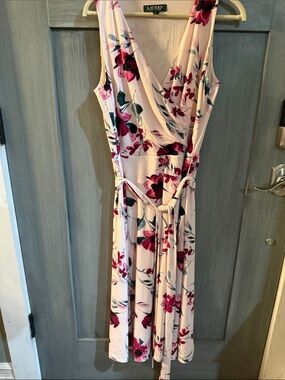 Lauren Ralph Lauren Blush Floral Wrap Midi Dress